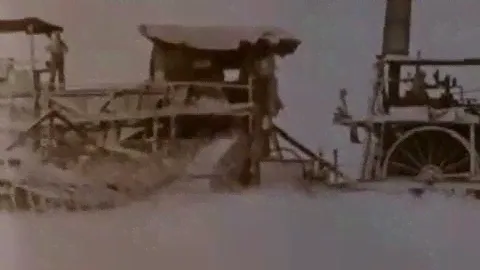 Holt Steam-powered Tractor Pulls Combine | c. 1890
